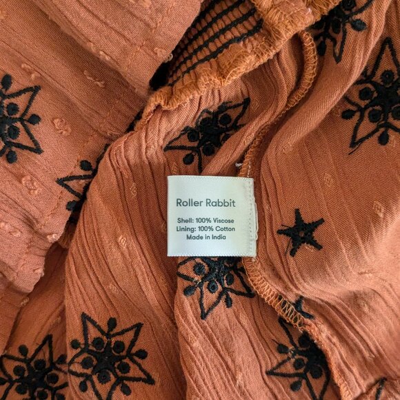 ROLLER RABBIT Women's Long Sleeve Embroidered Blouse Top  Size XS  Burnt Orange - Picture 6 of 6